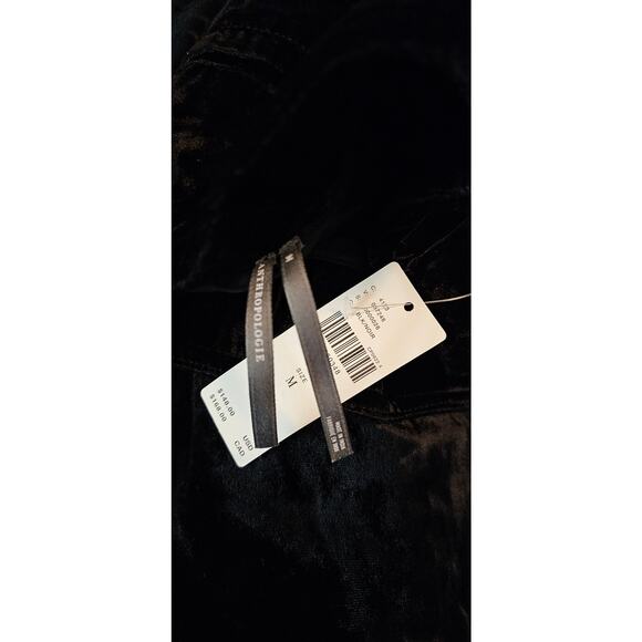 NWT Anthropologie Wide-Leg Velvet Pants $148 MEDIUM Black PLEATED Back Elastic - Picture 6 of 6